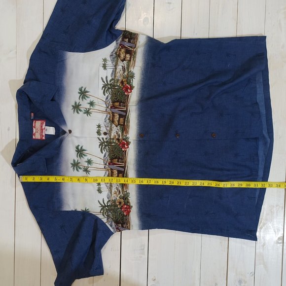 VTG RJC Hawaiian Shirt Button Up Blue Camp Shirt - Picture 10 of 10